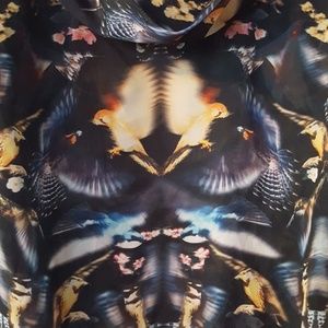 Ted Baker size 3 black blouse with bird motif